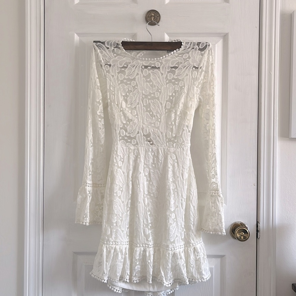 Backless White Lace Dress